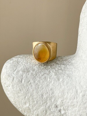 Statement ring with honey amber, size 15