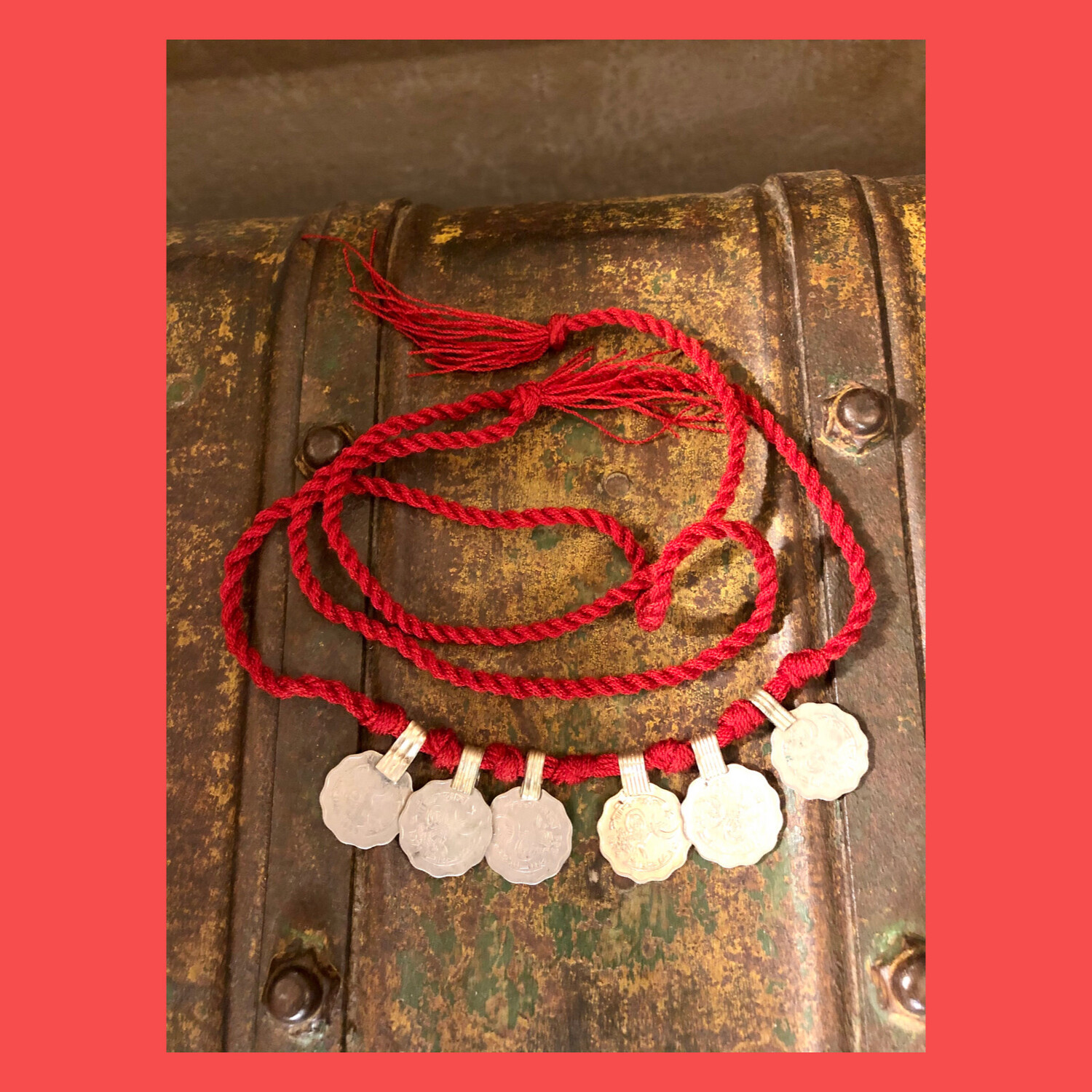 COLLANA MONETE ROSSO 