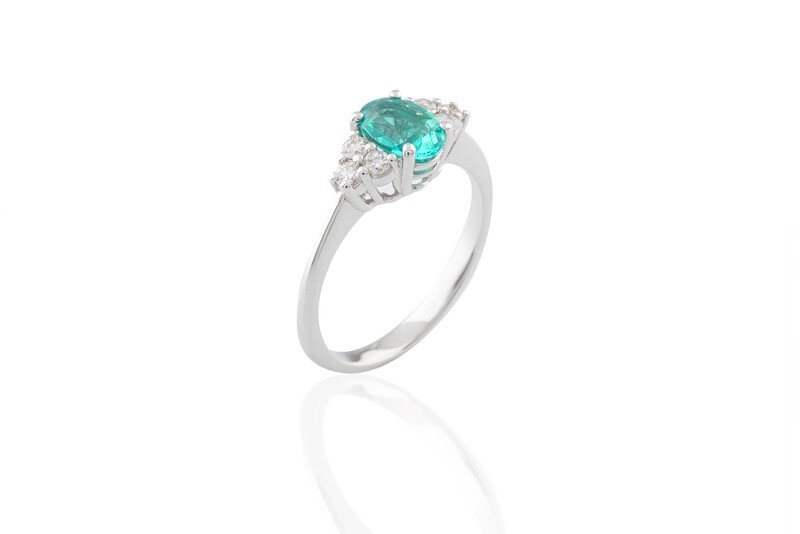 Synthetic Emerald and Diamonds Ring