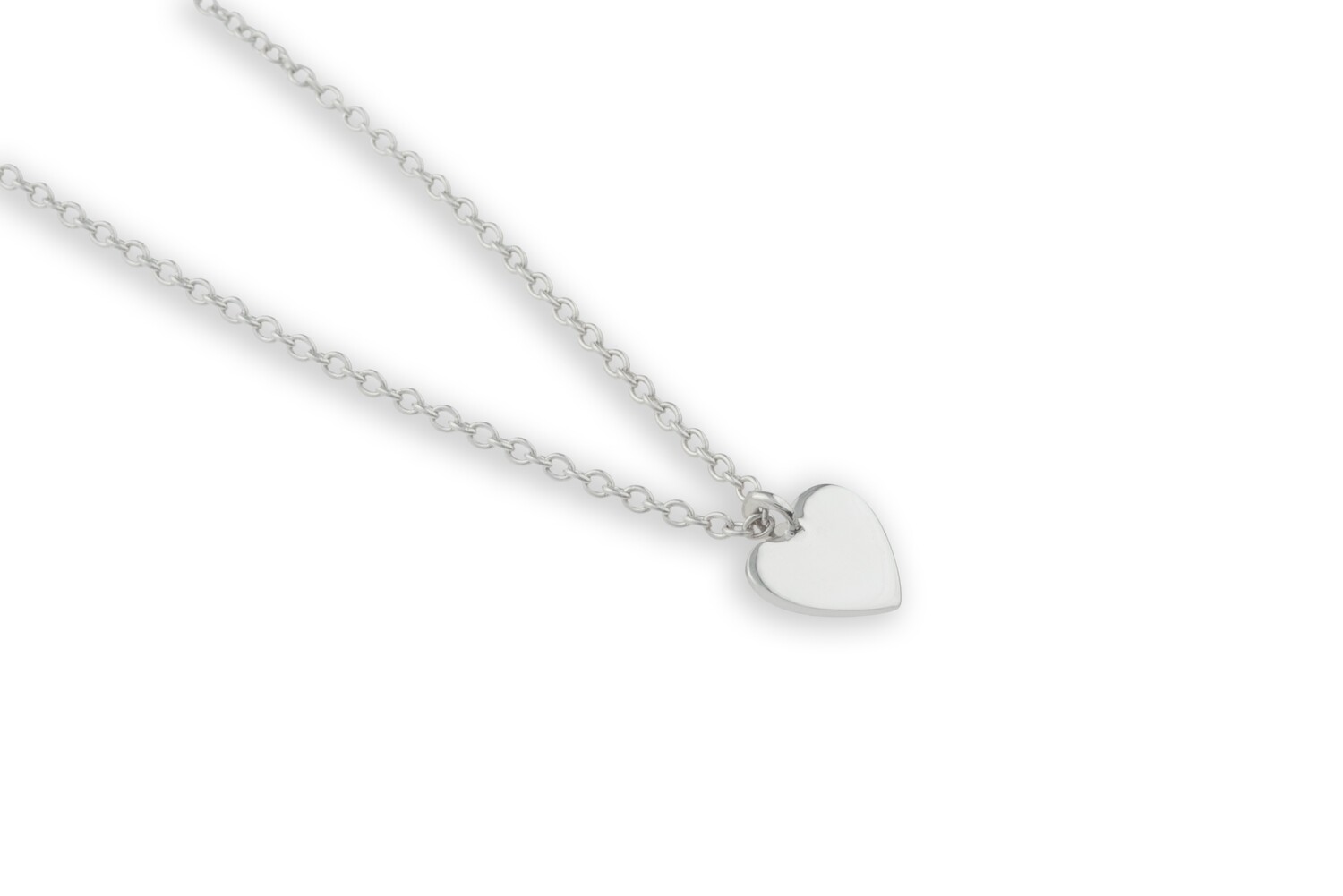 Flat White Gold Heart Necklace