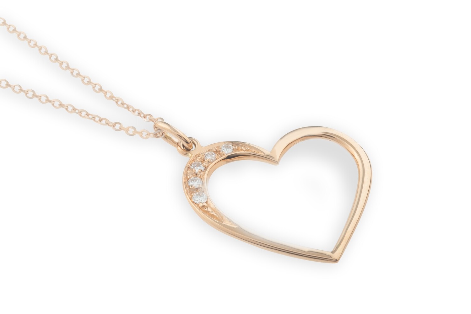 Heart Silhouette Rose Gold and Diamonds Necklace
