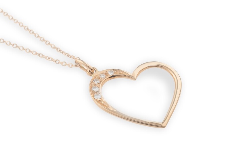 Heart Silhouette Rose Gold and Diamonds Necklace Heart Silhouette Rose Gold and Diamonds Necklace