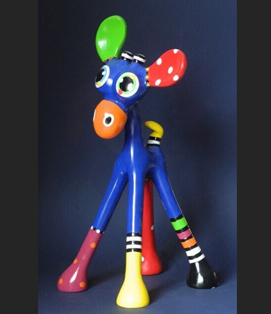 Alexandre -  Jacky Zegers  Alex, sculpture girafe colorée, 31cm