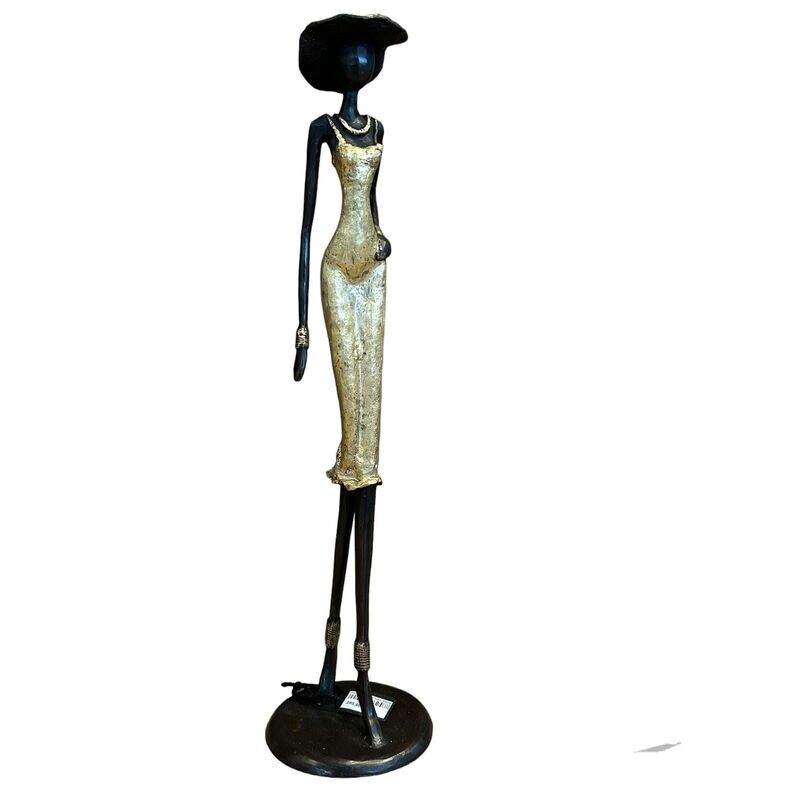 SCULPTURE BRONZE  FEMME CHAPEAU   -  55 CM -