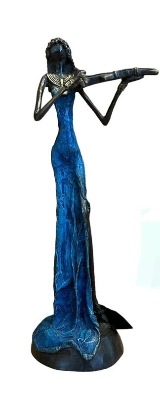 SCULPTURE  BRONZE FEMME VIOLON -  35 CM -