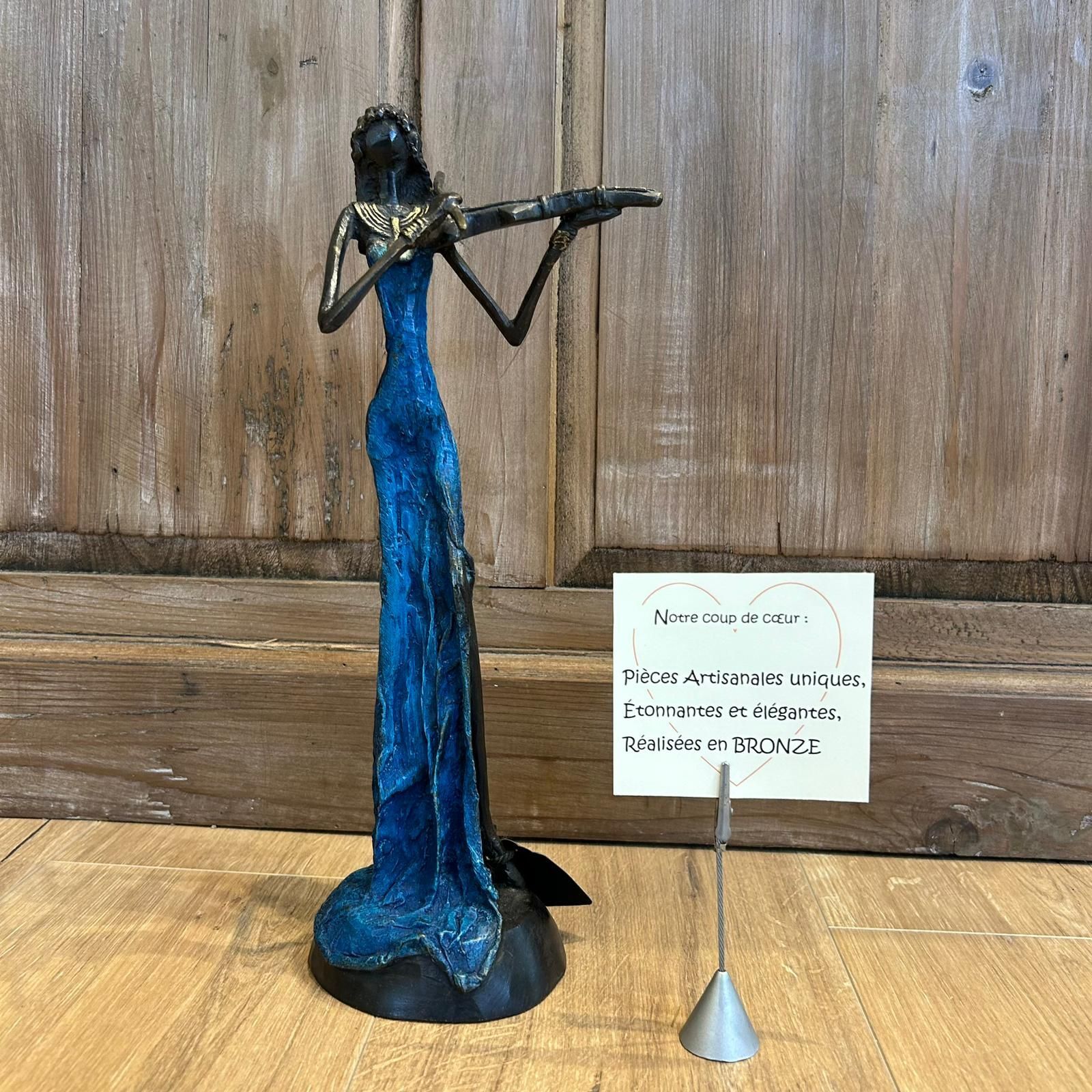 SCULPTURE  BRONZE FEMME VIOLON -  35 CM -