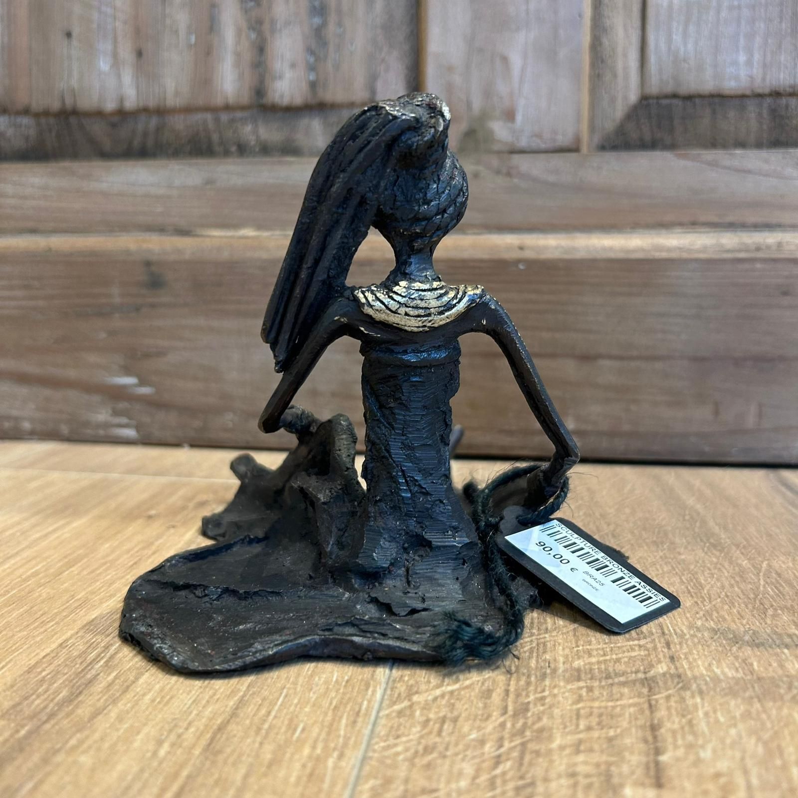 SCULPTURE  BRONZE FEMME ASSISE -  25 CM -