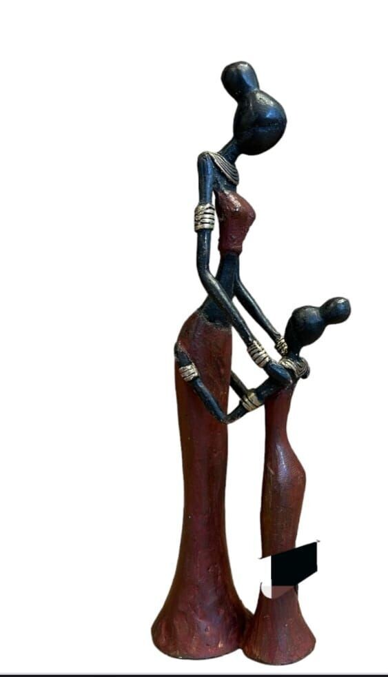 SCULPTURE  BRONZE FEMME ET ENFANT  -  25 CM -