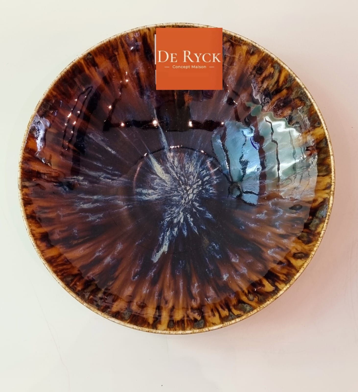 LES 6 ASSIETTES CREUSES 21 cm  BRUN BLEU -  RESTO - BONBISTRO