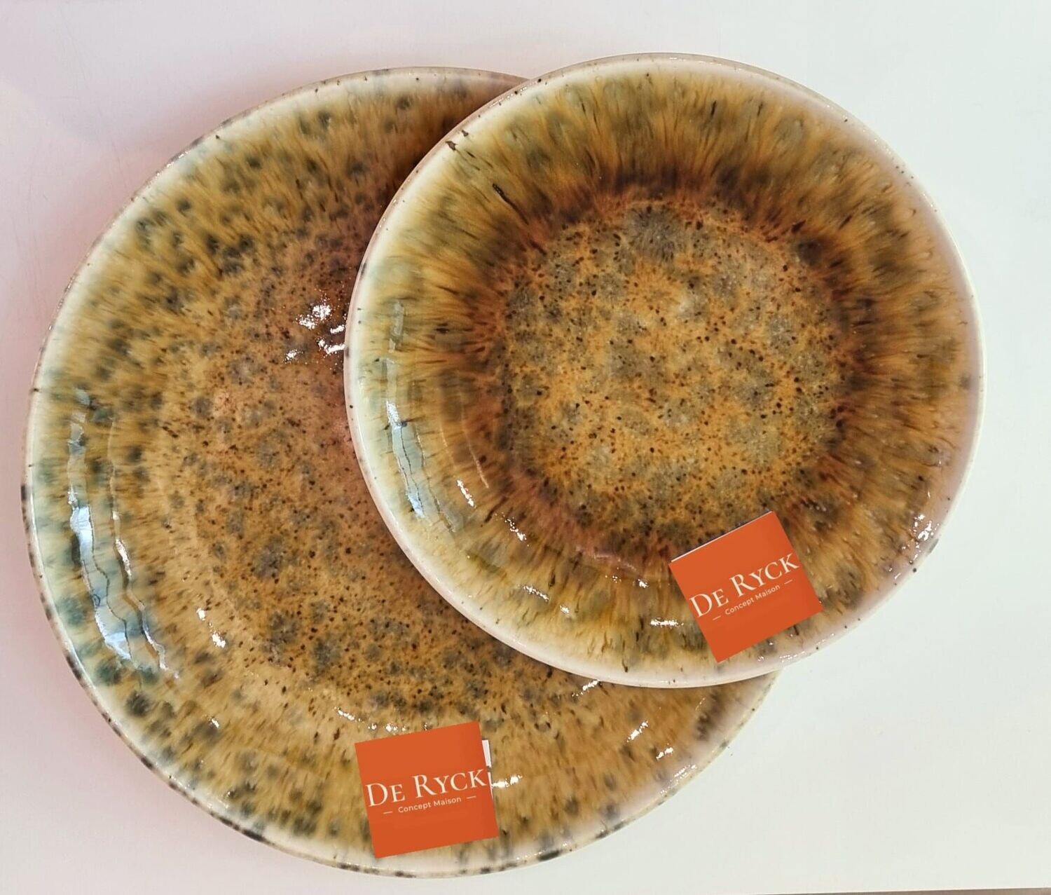 LES 6 ASSIETTES DESSERT 20.5 cm  VERT BRUN  -  RESTO - BONBISTRO
