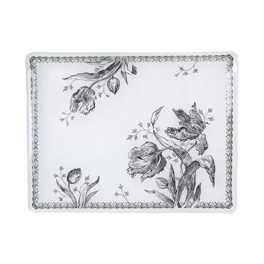 PLATEAU ACRYLIQUE PETIT MODÈLE - TULIPES NOIRES - 37 X 28,3 CM-GIEN