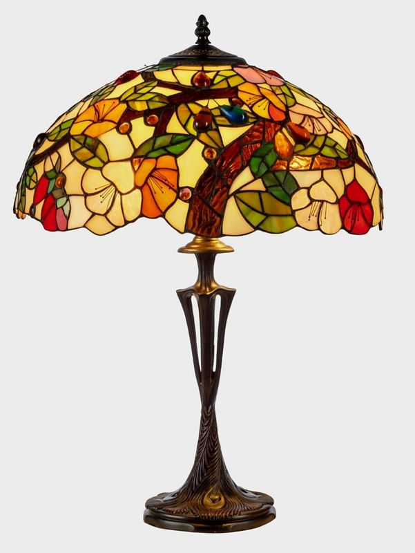 Lampe Tiffany Art Nouveau Ovale - Branches pommier   - H 62 cm