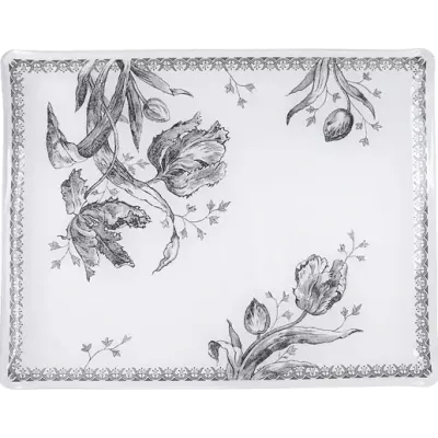 PLATEAU ACRYLIQUE GRAND MODÈLE - TULIPES NOIRES - 46,4 X 36,4 CM -GIEN