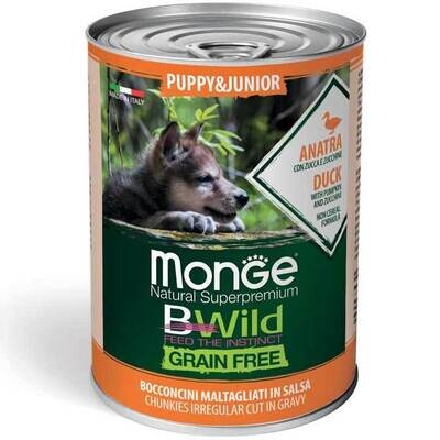 Monge Bwild Grain Free Puppy & Junior Ente mit Kürbis & Zucchini