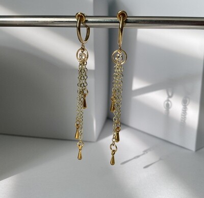 Gold Droplet Cascade Earrings