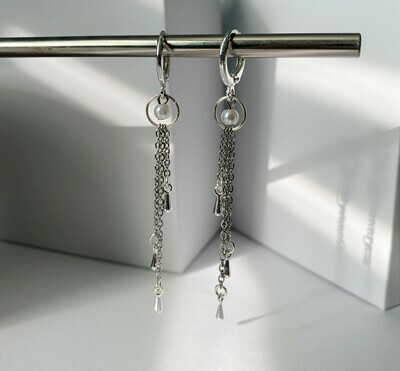Silver Droplet Cascade Earrings