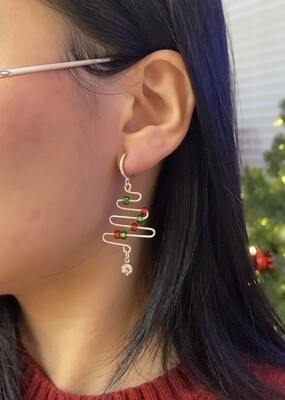 Wavy Christmas Tree Earrings