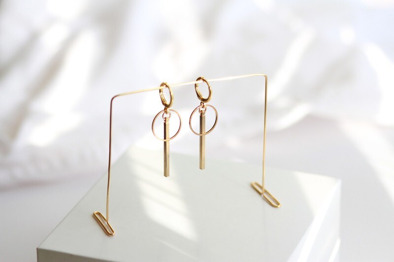Minimalist Hoop And Rod Earrings