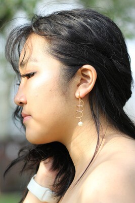 Gold Spiral Pearl Earrings
