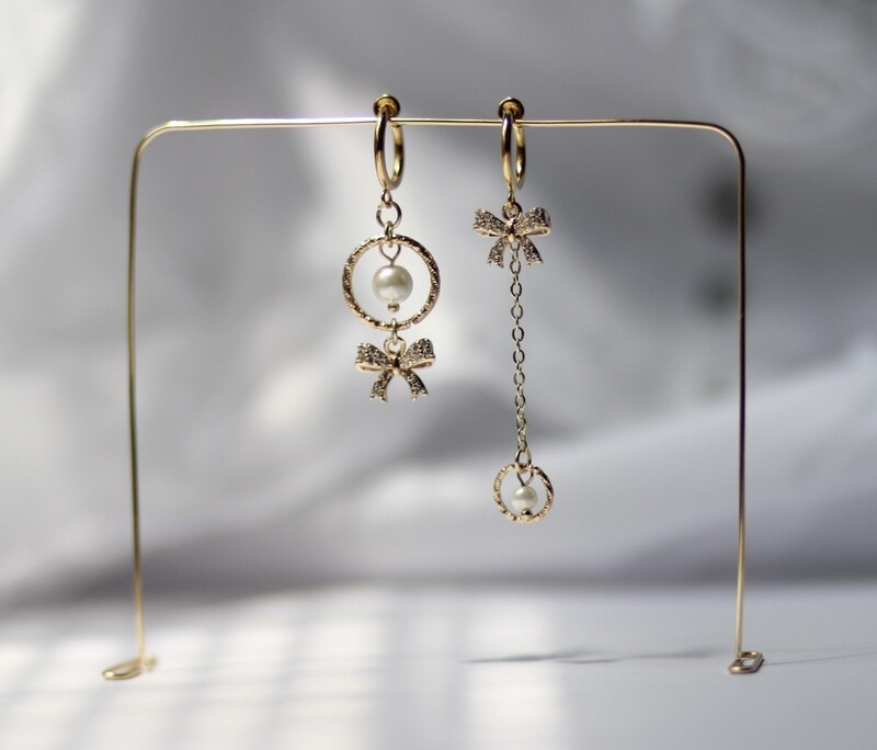 Asymmetrical Bow Earrings
