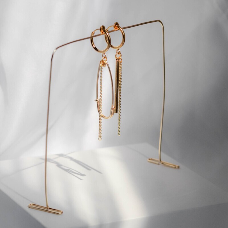 Asymmetrical Safety Pin Earrings