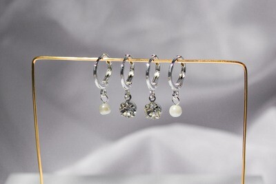 Rhinestone and Pearl Huggies Set
