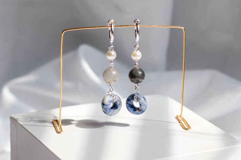 Sky Gemstone Drop Earrings