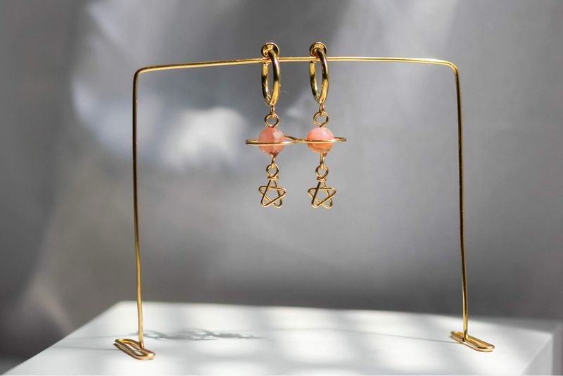 Gemstone Saturn Earrings