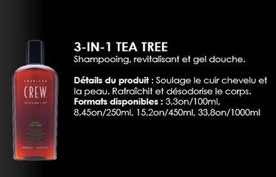 American Crew - Shampoing 3-EN-1 Tea Tree (450ml)