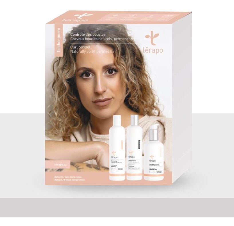 Térapo - Coffret Tricho-perm (Shampoing 350ml + Revitalisant 350ml + Soin 250ml) 