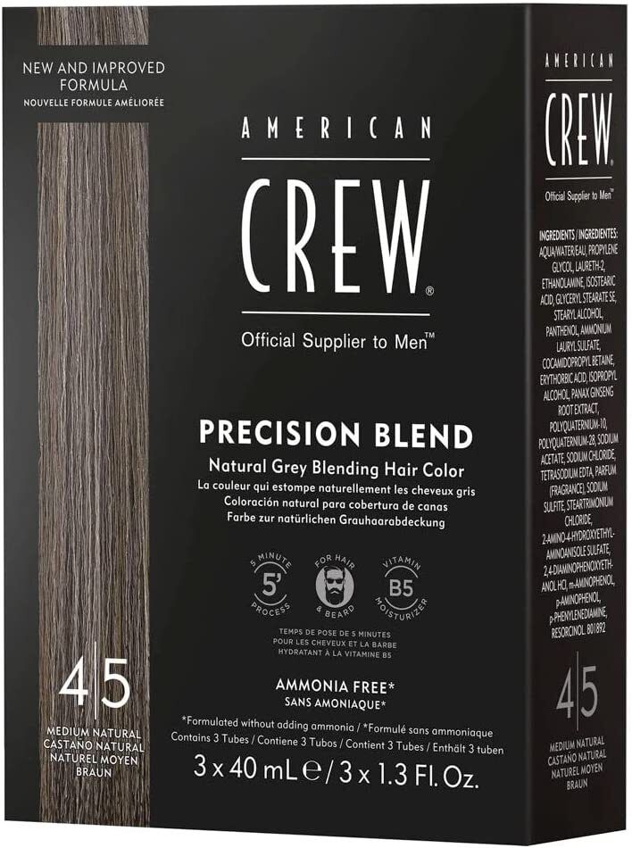 American Crew Precision Blend 4-5 Coloration Naturel Moyen (3x 40 ml)