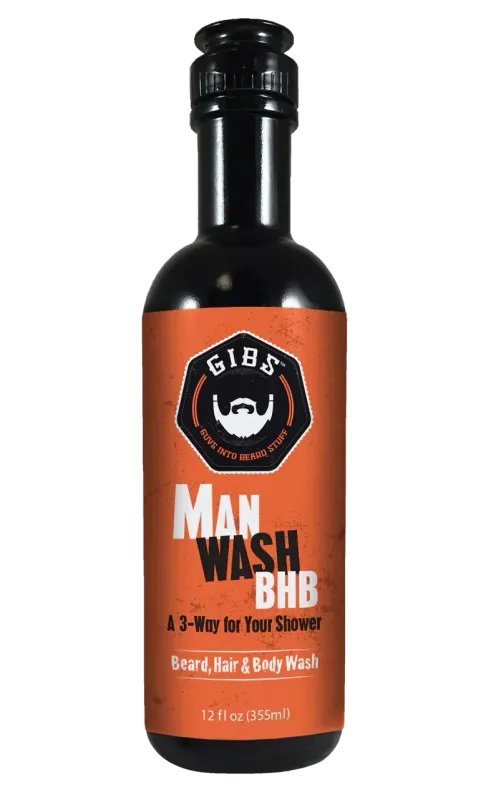 Gibs - Man Wash BHB - Savon pour Barbe, Cheveux et Corps (355ml)