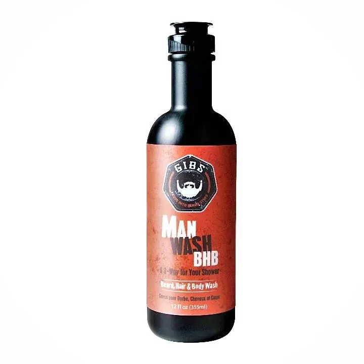 Gibs - Man Wash BHB - Savon pour Barbe, Cheveux et Corps (355ml)