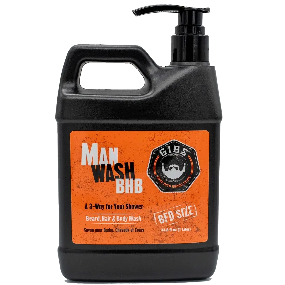 Gibs - Man Wash BHB - Savon pour Barbe, Cheveux et Corps (1L)