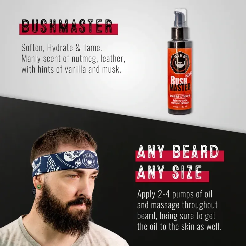 Gibs - Bush Master - Huile pour Barbe, Cheveux et Tatouages (118.3ml)