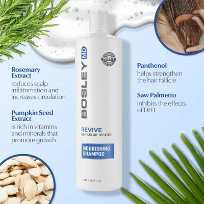 Bosley - Shampoing Nourrissant BOS - Revive (Cheveux non teints clairsemés) 1L