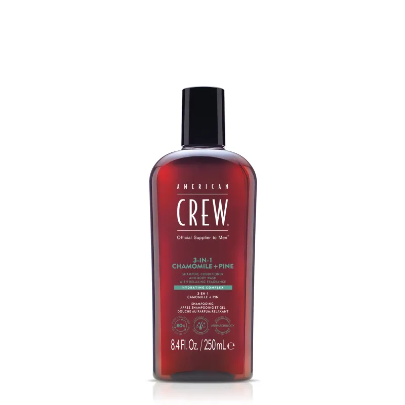 American Crew - Shampoing 3-EN-1 Camomille et Pin (250ml) American Crew - Shampoing 3-EN-1 Camomille et Pin (250ml)