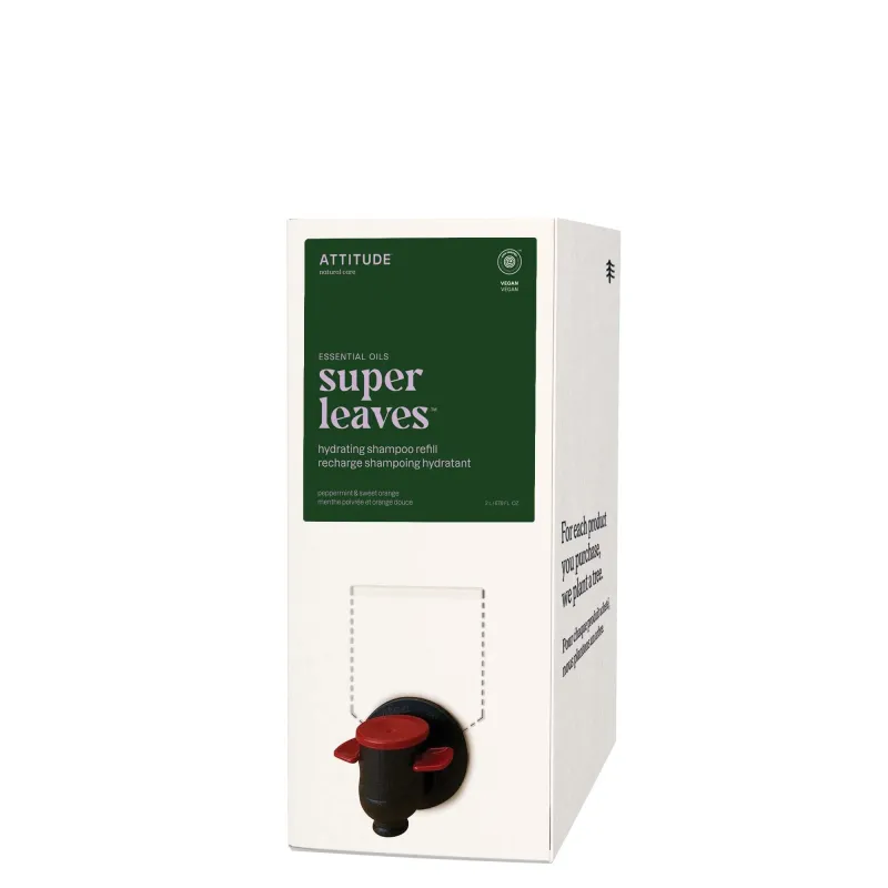 Attitude - Super Leaves Essentiel - Shampoing - Hydratant - Menthe Poivrée et Orange Douce (2L)