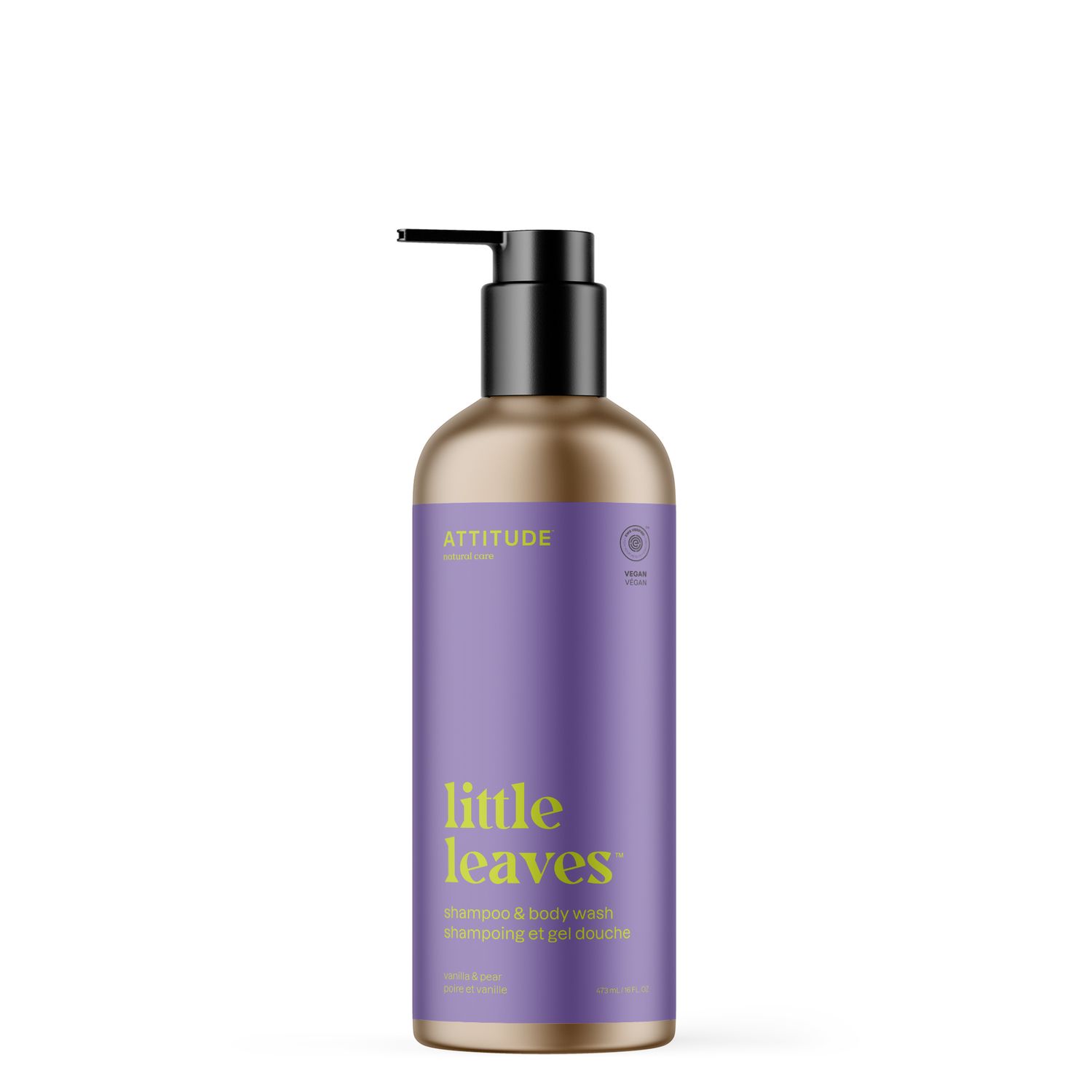 Attitude - Little Leaves - Shampoing et Savon Corps 2en1 - Poire Vanille (473ml)