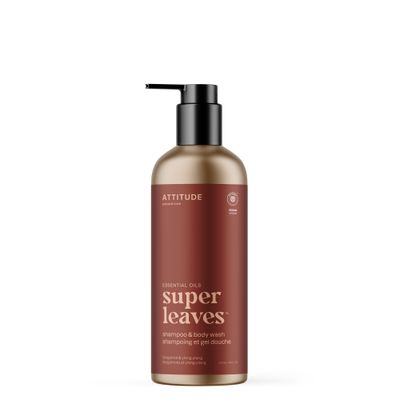 Attitude - Super Leaves Hommes - Shampoing et Savon Corps 2en1  - Bergamote et Ylang Ylang (473ml)