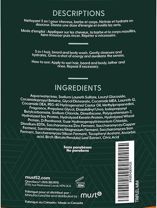 Must Man Pro - Triple Duty - Nettoyant Hydratant 3-en-1 (50ml)