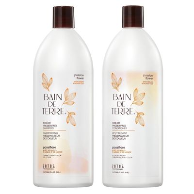 Bain de Terre - Duo Shampoing et Revitalisant - Passiflore Préservateur de Couleur (2x 1L)