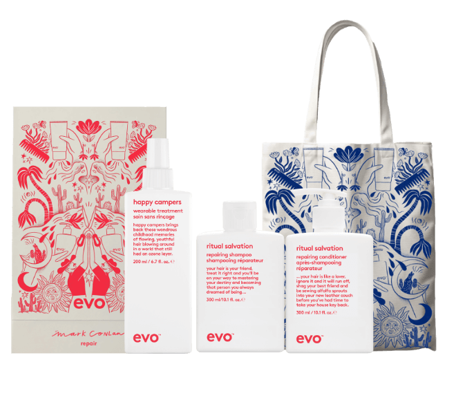 Evo Coffret Réparateur Good Givin' (3 produits, 300+300+200ml) + Sac Evo Tote
