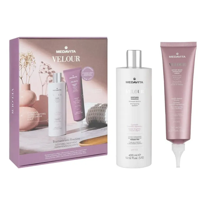 Medavita - Velour - Ensemble Traitement Cuir Chevelu Sensible (400/150 ml) Medavita - Velour - Ensemble Traitement Cuir Chevelu Sensible (400/150 ml)