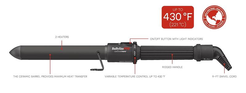Babyliss Pro Ceramix Xtreme Fer à Friser Sans Pince 1-1/4'' #BABCW125C