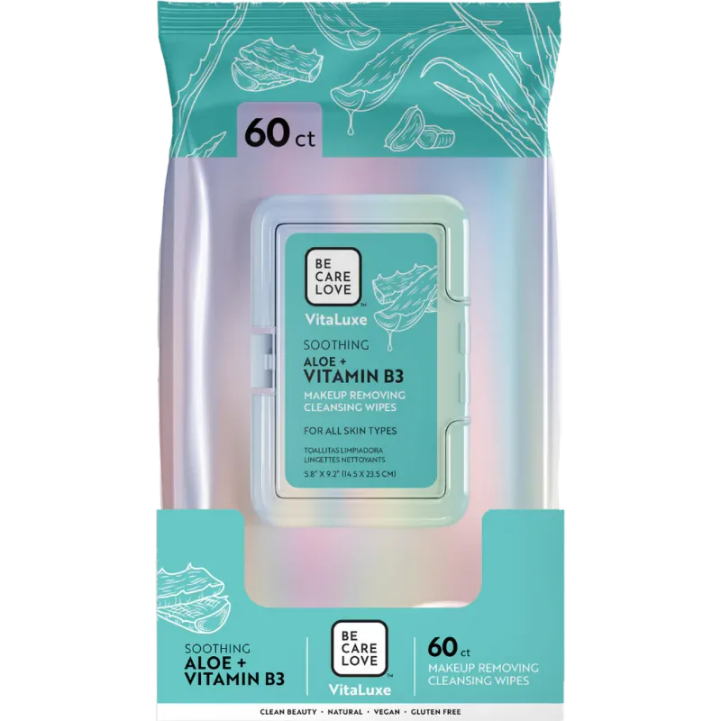 Be Care Love Lingettes Démaquillantes Aloès+Vit B3 (Qté 60)