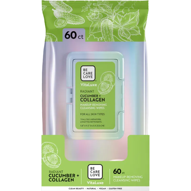 Be Care Love Lingettes Démaquillantes Cocombre+ Collagène (Qté 60)