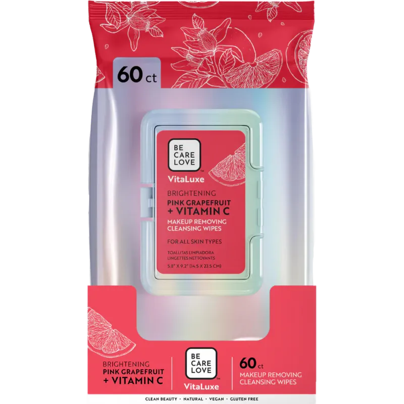 Be Care Love Lingettes Démaquillantes Pamplemousse+Vit C (Qté 60)