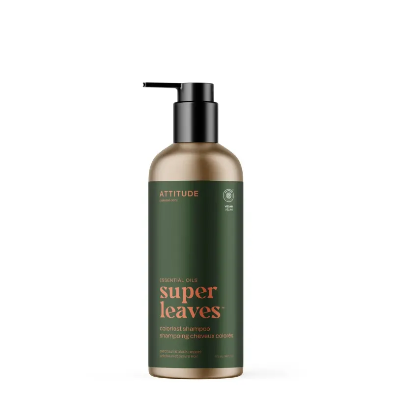Attitude - Super Leaves Essentiel - Shampoing - Cheveux colorés - Patchouli et Poivre Noir (473ml)
