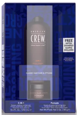 American Crew - Duo Shampoing 3-EN-1 (250ml) + Pommade 85g 